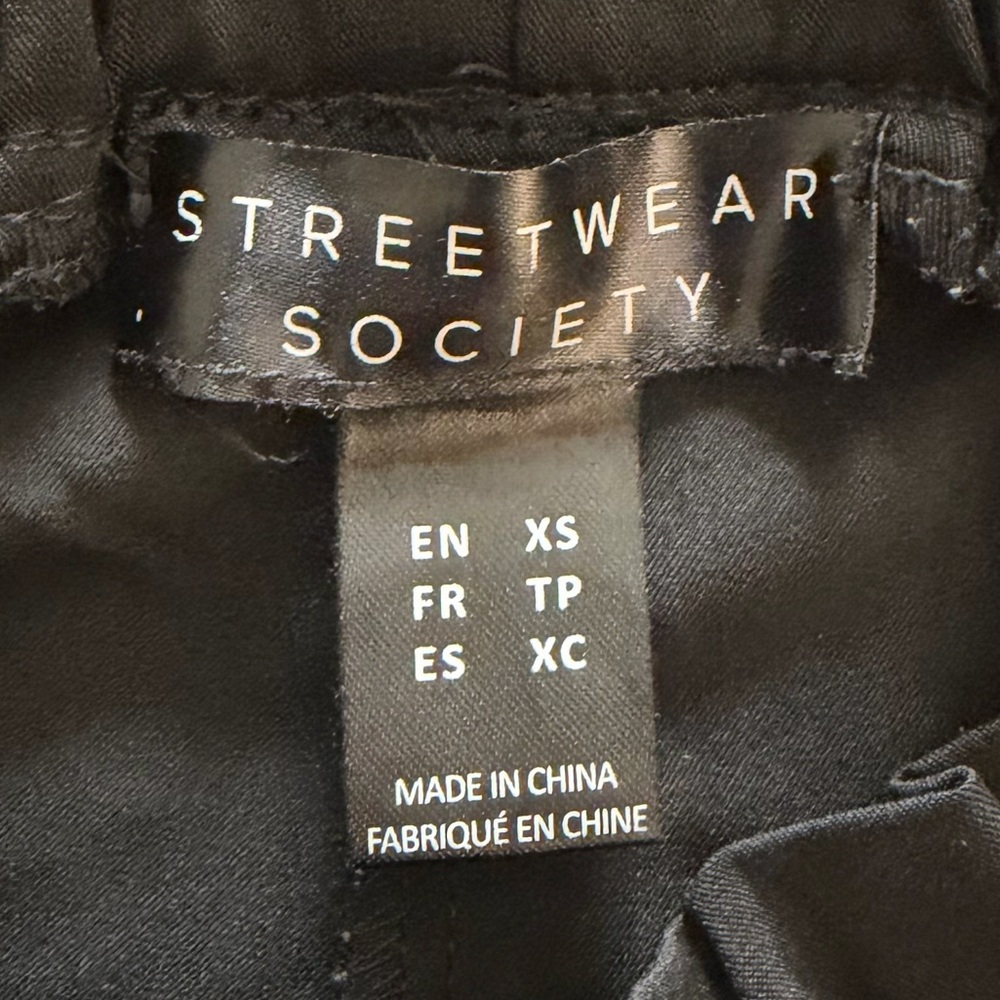 Streetwear Society Black Paperbag Tie-Waist Pants XS Black - Picture 6 of 6